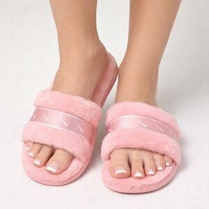 PUMA Fluff Remix Women's Slipper Slide Slip On Lotus Puma White Light Pink